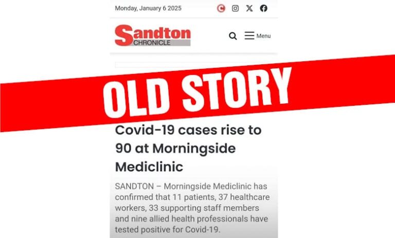 The ghost of COVID past: Misleading screenshot claims COVID-19 outbreak at Morningside Mediclinic